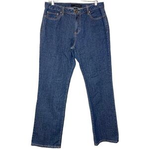 Calvin Klein Bootcut Jeans Women Sz 12 X 32 L Blue Dark Wash Hi Waisted Denim